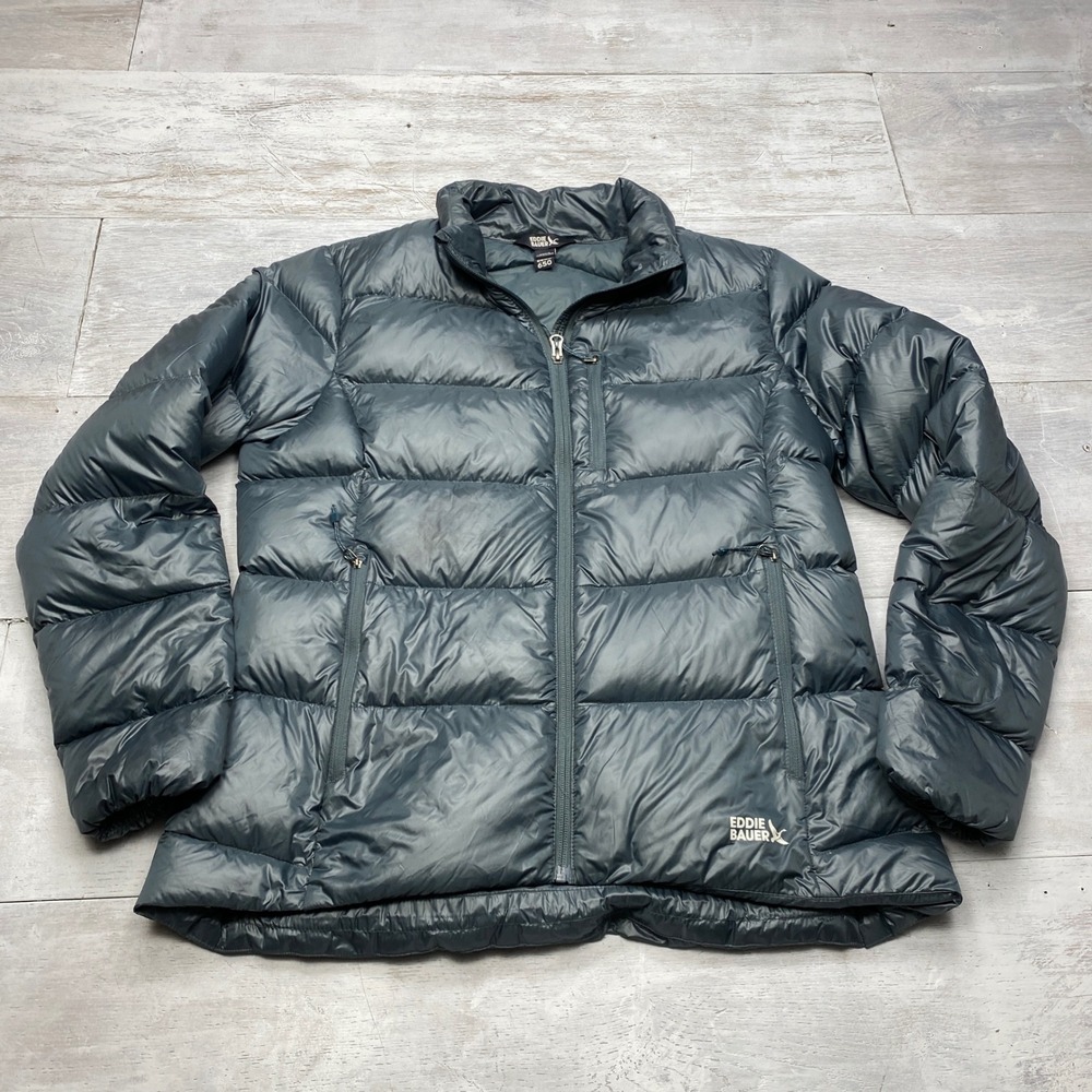 Eddie Bauer Down Puffer Jacket Womens L Blue 650 Fill Quilted Winter Coat 15845